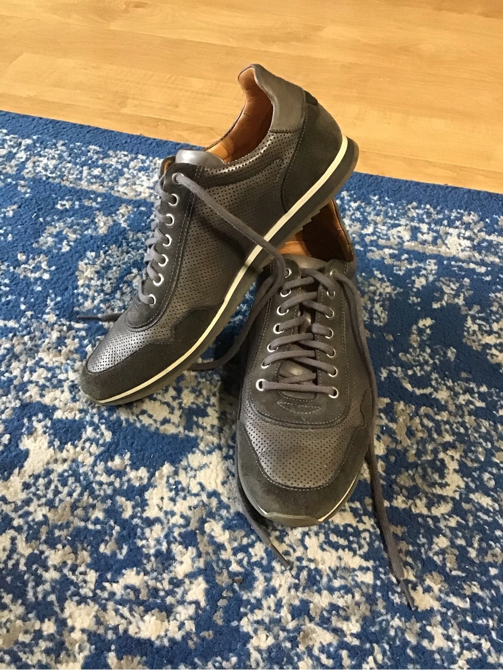 Magnanni Cristian Perforated Leather and Suede Low-top Sneakers #AP2002-0799
